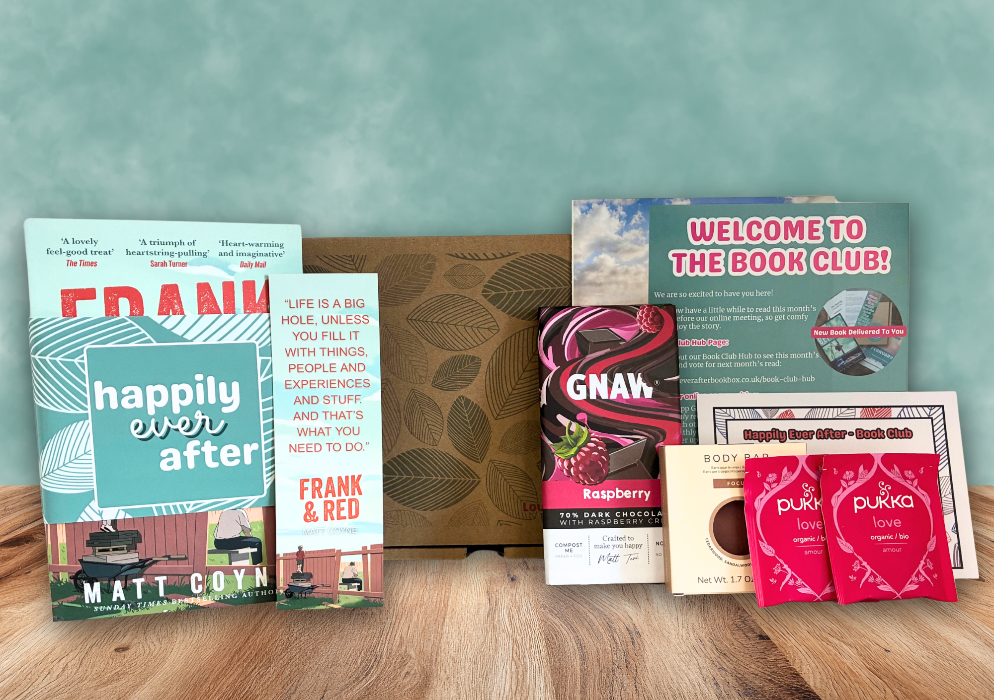 Book and Pamper subscription box featuring Frank and Red